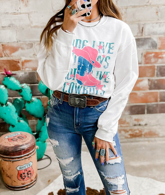 LONG LIVE COWBOY WILD WEST Graphic Sweatshirt