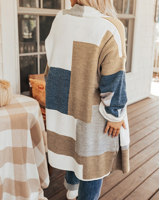 Plus Size Colorblock Knit Cardigan