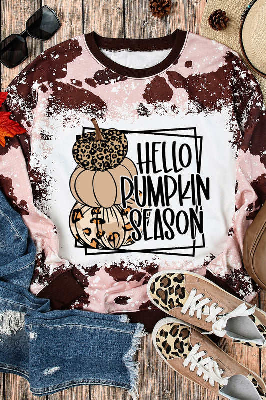 Tie Dyed HELLO PUMPKIN SEASON Graphic Top