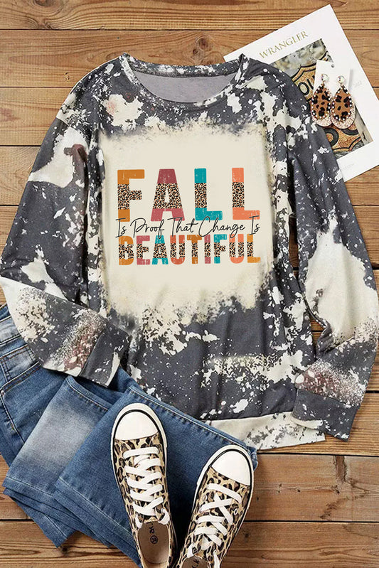 FALL BEAUTIFUL Leopard Monogram Bleached Top