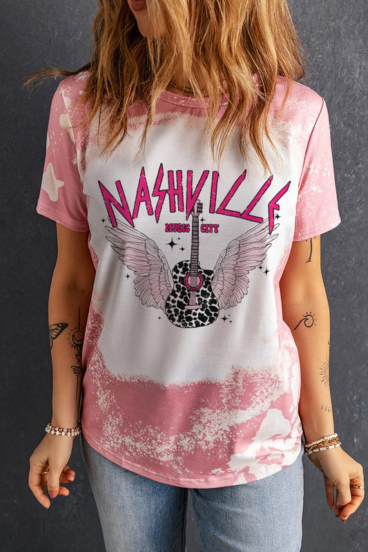 NASHVILLE Music City Tie Dye Print Graphic T Shirt