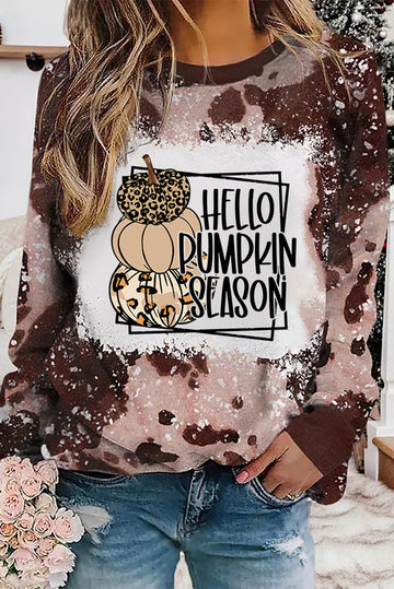 Tie Dyed HELLO PUMPKIN SEASON Graphic Top