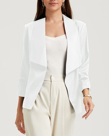 Solid Lapel Collar Satin Blazer