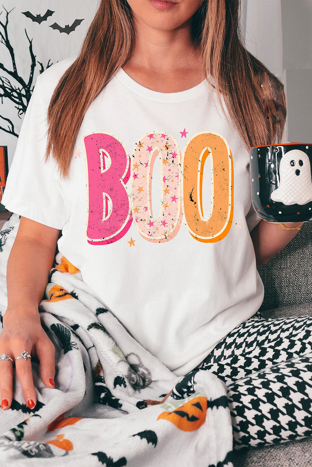 Halloween BOO Letter Graphic T-shirt