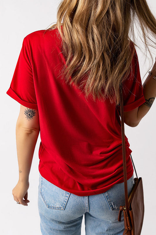 Red Stars TX Graphic Cuffed Sleeve T-shirt