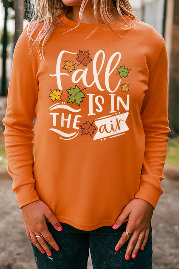 Fall Is In The Air Printed Pullover Long Sleeve Top