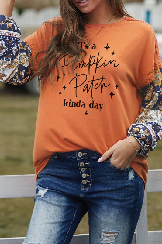 Pumpkin Patch Floral Patch Long Sleeve Graphic Tee