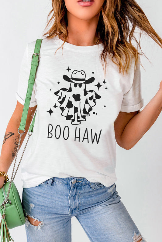 Halloween BOO HAW Graphic Crew Neck Tee