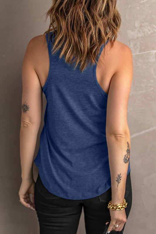 V Neck Racerback Tank Top with Pocket