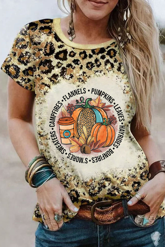 Pumpkin Bleach Graphic Print Short Sleeve T Shirt