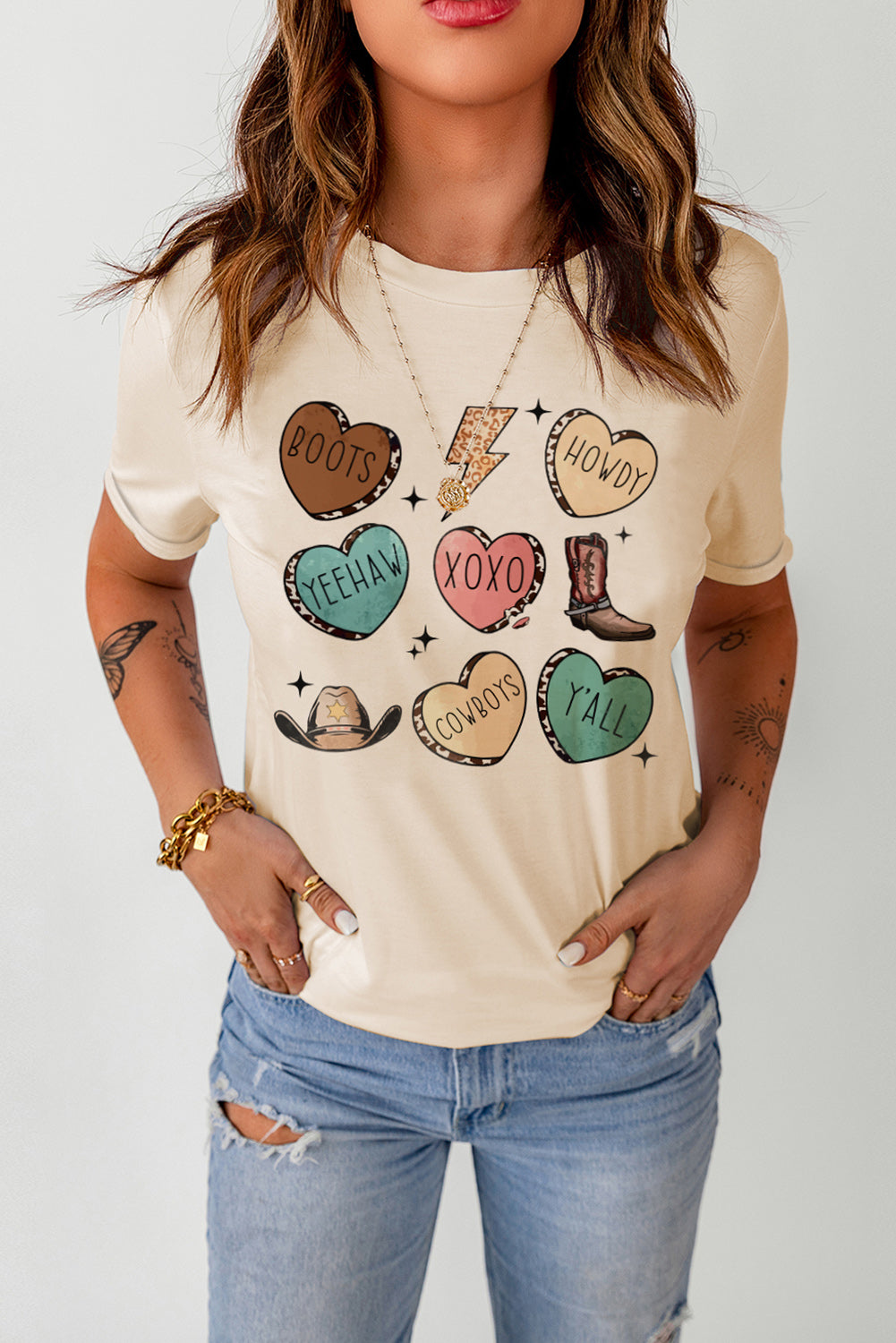 Western Fashion Valentine Graphic T-shirt