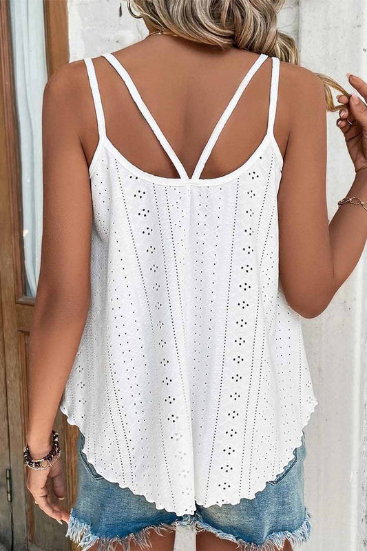 Eyelet Strappy Scoop-Neck Tank Top