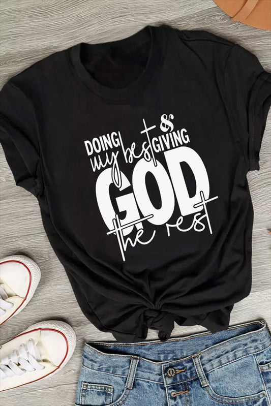 GOD Slogan Graphic Print Short Sleeve T Shirt