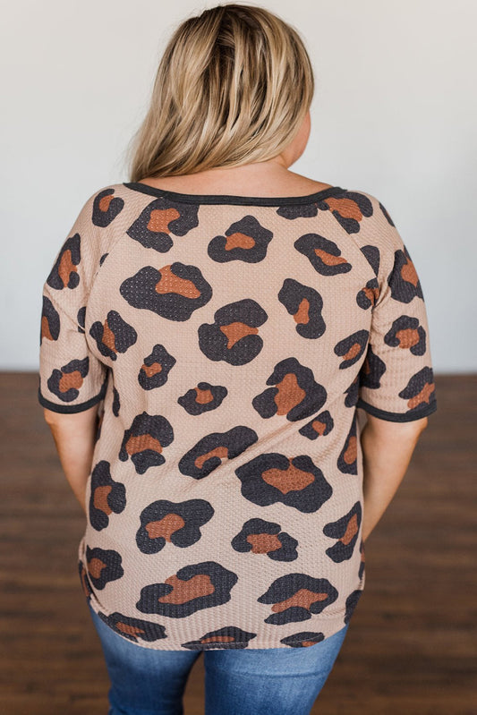 Leopard Print Waffle Plus Size Tee