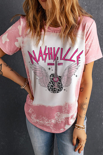 NASHVILLE Music City Tie Dye Print Graphic T Shirt