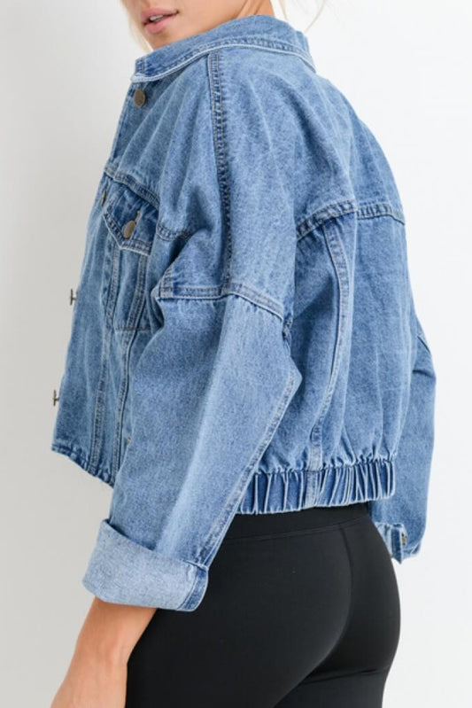 Medium Wash Chunky Cropped Denim Jacket