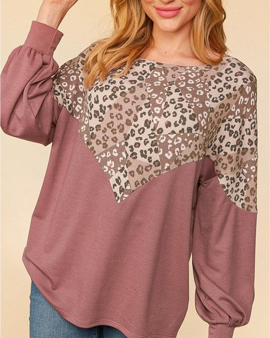 Leopard Animal Print Patchwork Top