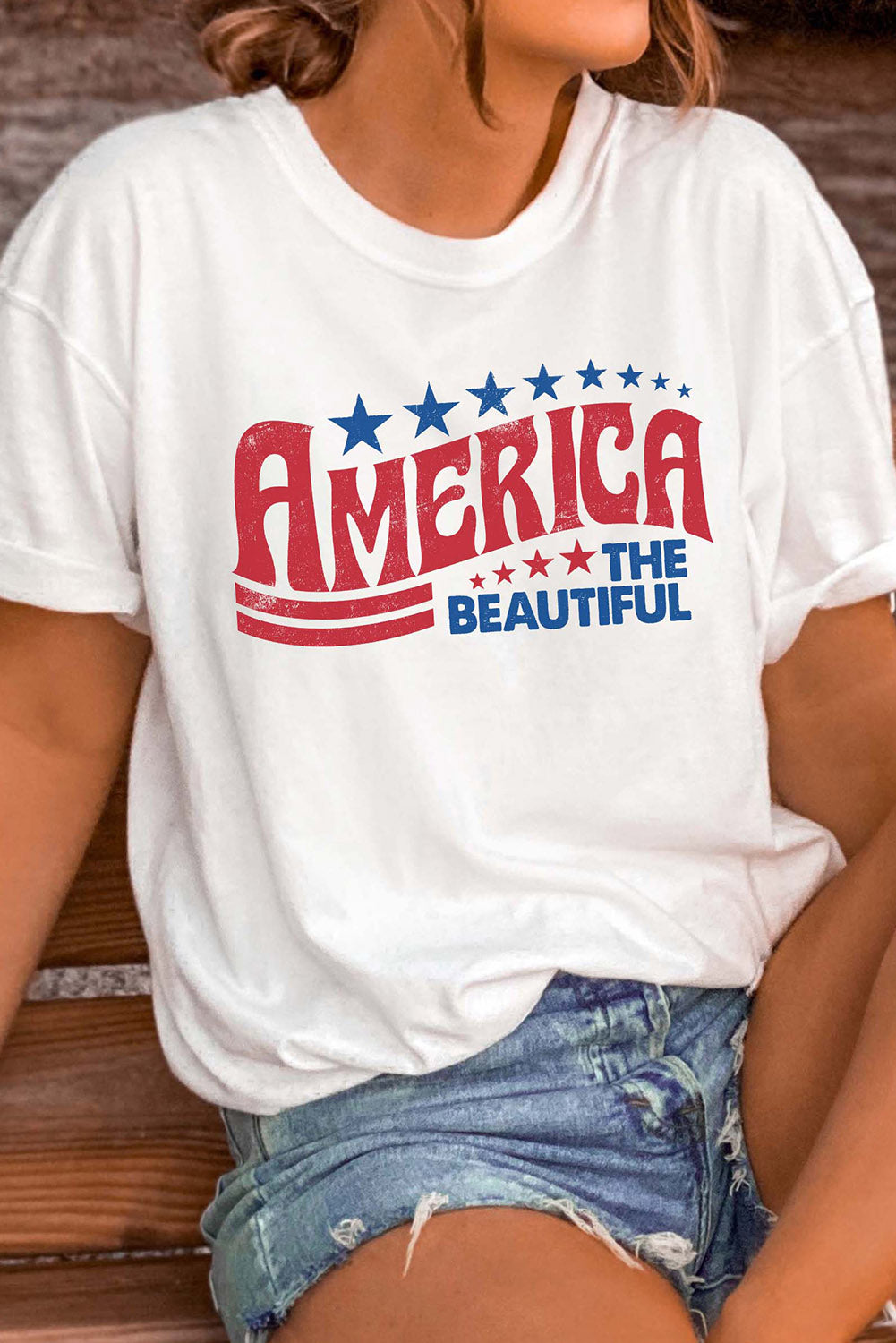 AMERICA THE BEAUTIFUL Star Print Graphic T Shirt