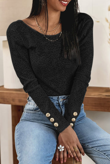 Cuffed Long Sleeve Lace Top