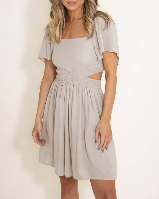 Fake Two-Piece Cutout Ruffle Flowy Dress