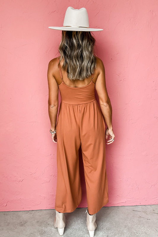 Adjustable Spaghetti Straps Wide Leg Jumpsuit