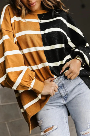 Oversized Contrast Printed Dropped Shoulder Top