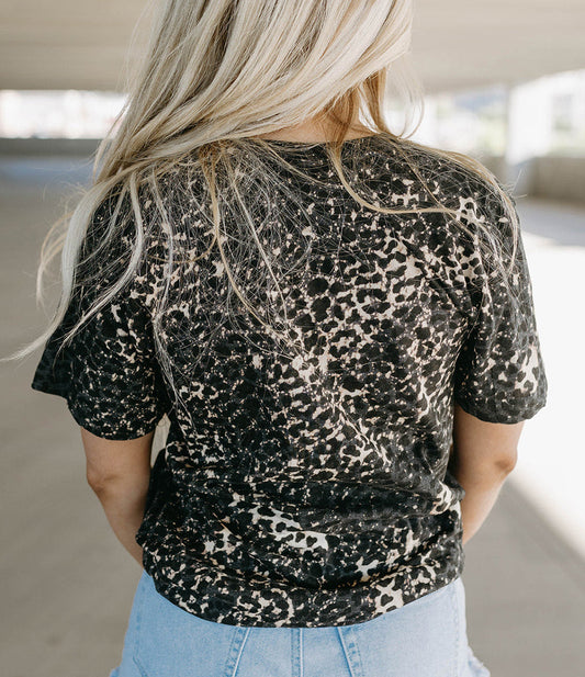 MAMA Leopard Print Short Sleeve Casual Graphic Tee