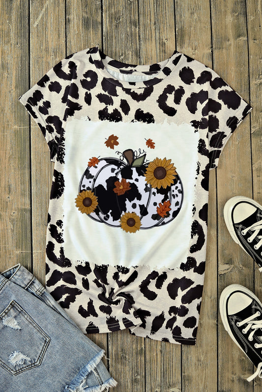 Western Cow Spots Printed Pumpkin Graphic T-shirt