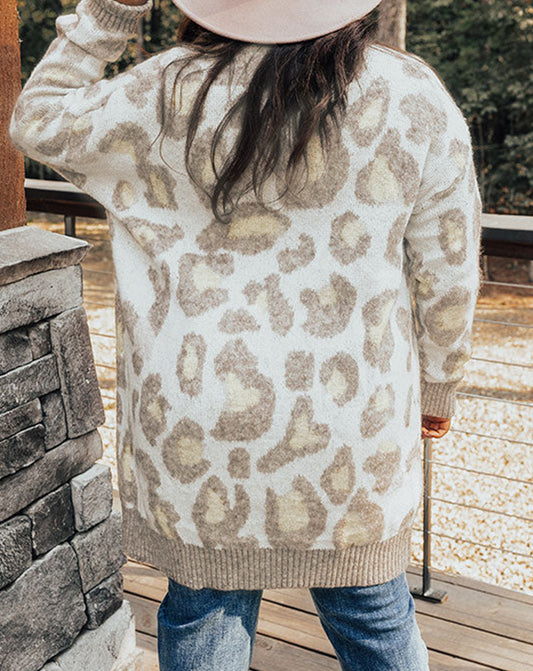 Plus Size Leopard Pattern Cardigan