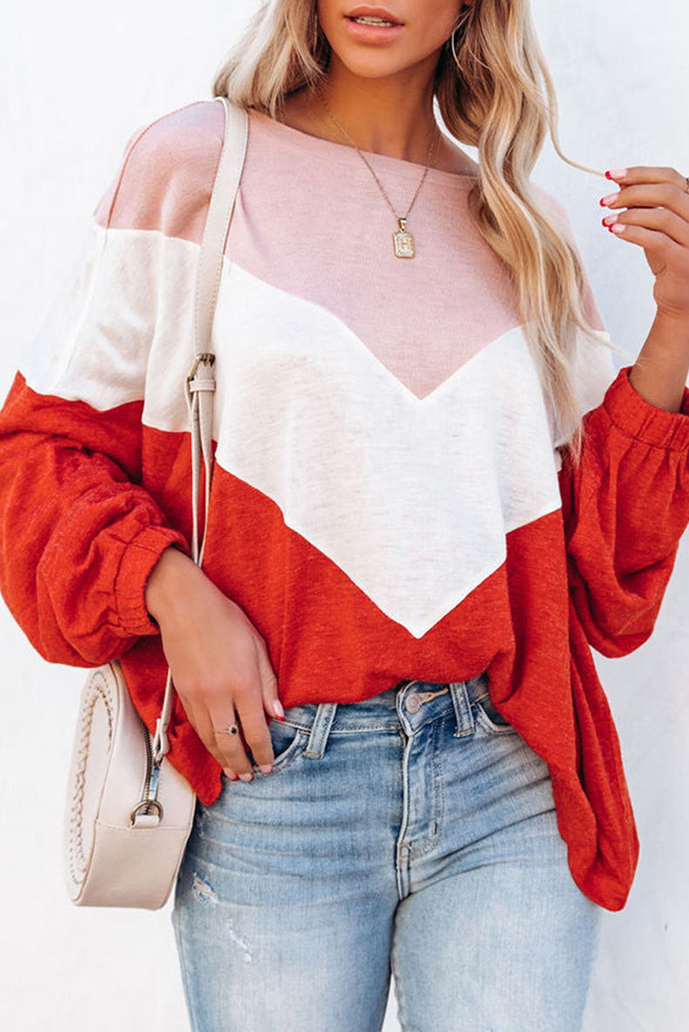 Orange Oversized Chevron Knit Top