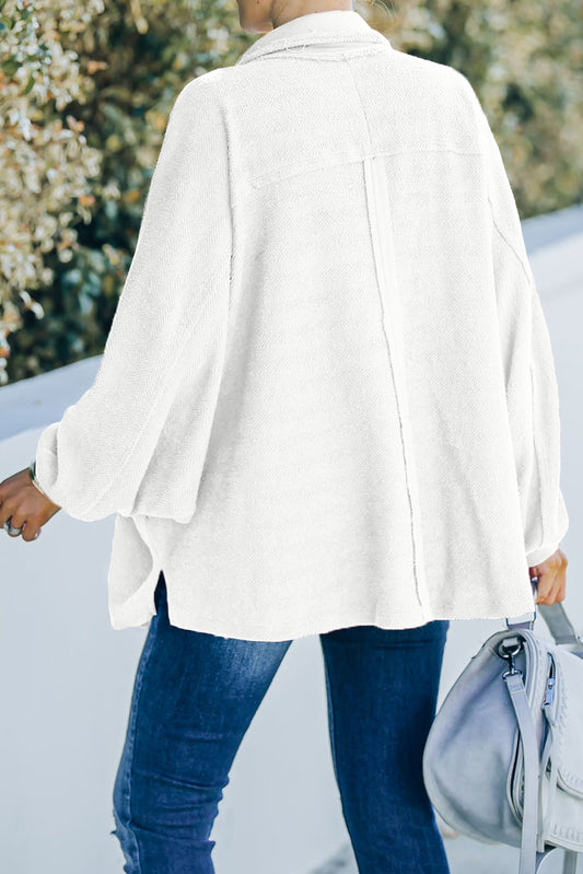 Plus Size Long Sleeve Flap Pocket Henley Top