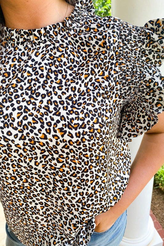 Plus Size Leopard Print Ruffle Tank Top