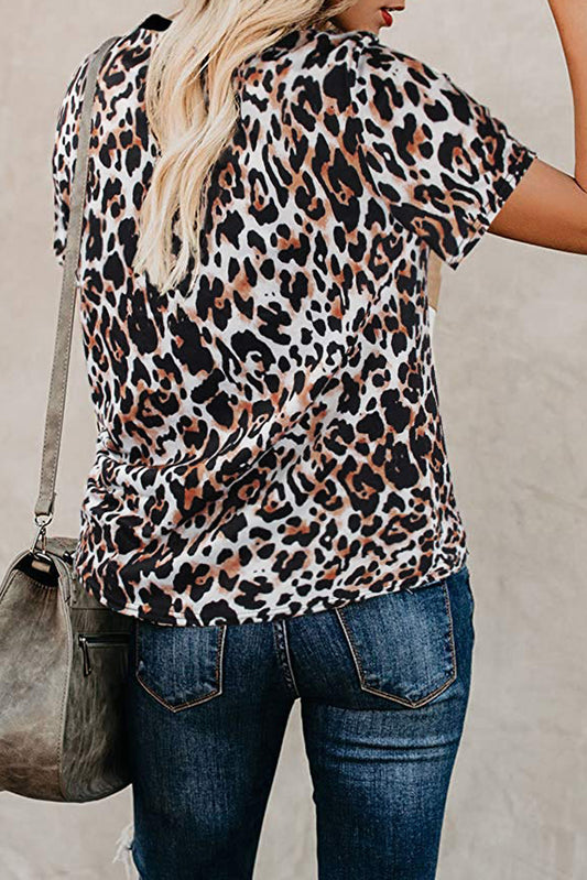 Short Sleeve Leopard Print Top