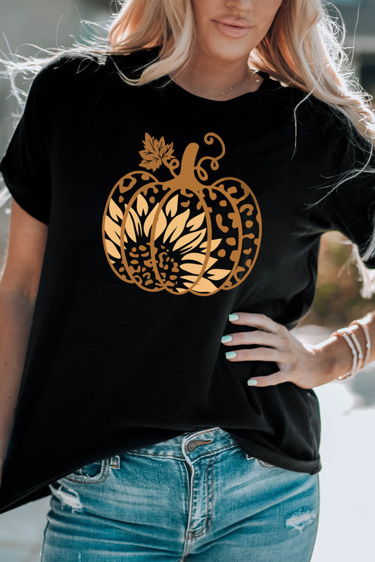 Halloween Sunflower Pumpkin Graphic Tee