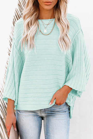 Exposed Seam Ribbed Knit Dolman Top