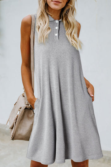 Button Collared Sleeveless Polo Dress