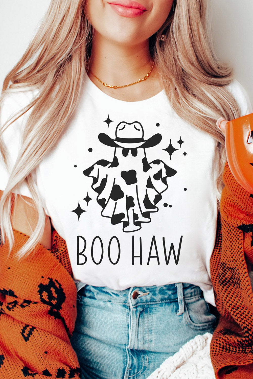 Halloween BOO HAW Graphic Crew Neck Tee