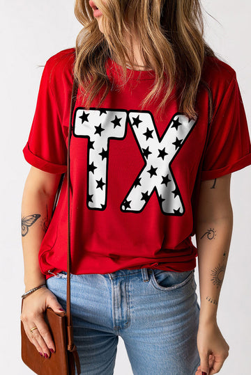 Red Stars TX Graphic Cuffed Sleeve T-shirt