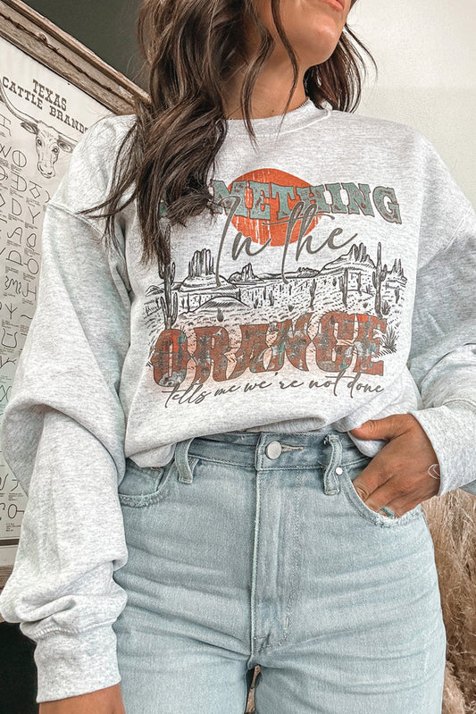 SOMETHING ORANGE Graphic Relaxed Sweatshirt