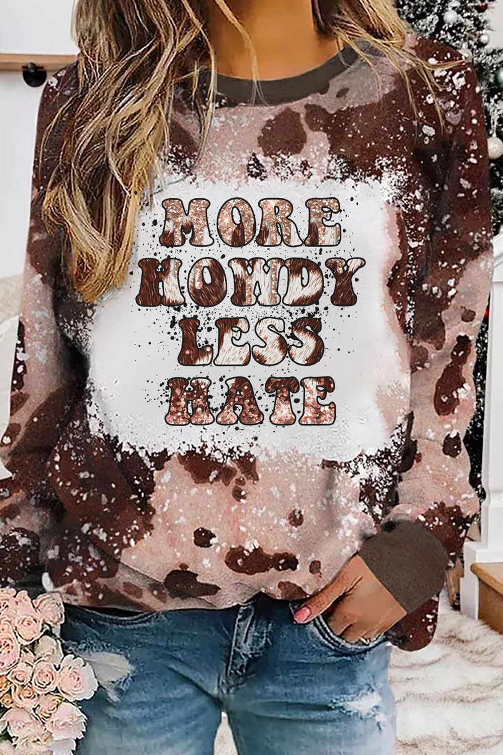 More Howdy Less Hate Western Tie Dye Graphic Top