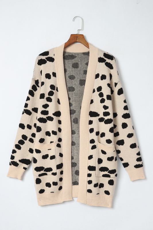 Animal Spotted Pattern Open Front Cardigan