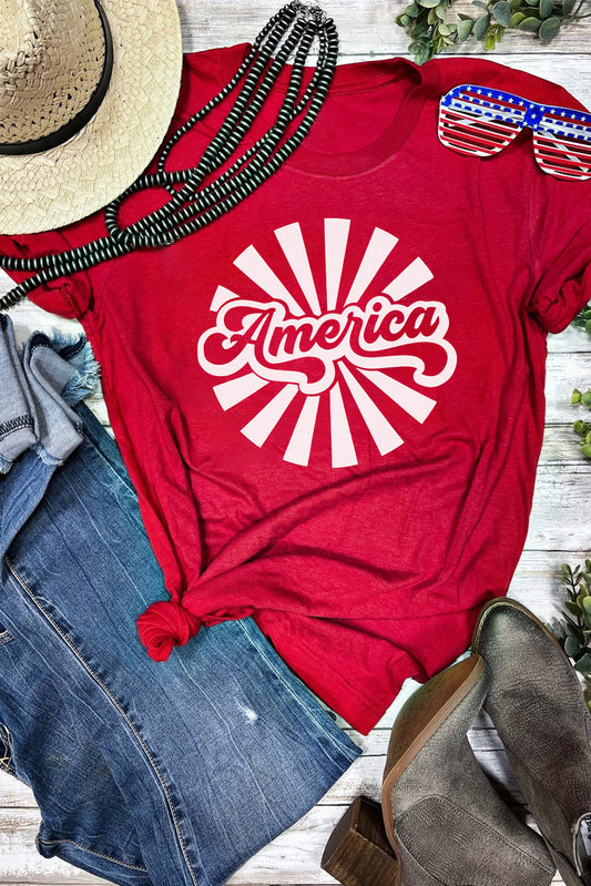 America Graphic Print Short Sleeve T Shirt