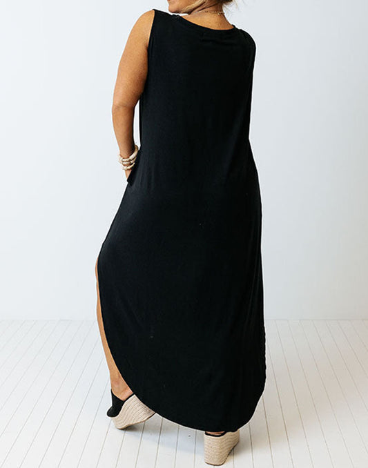 Plus Size Wide Sleeveless Shoulder Straps Maxi Dress