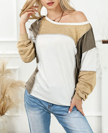 Exposed Seam Color Block Patchwork Top