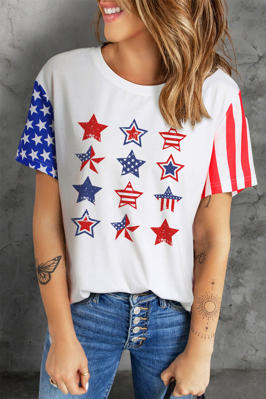 American Flag Stars Print Raglan Sleeve Graphic Tee