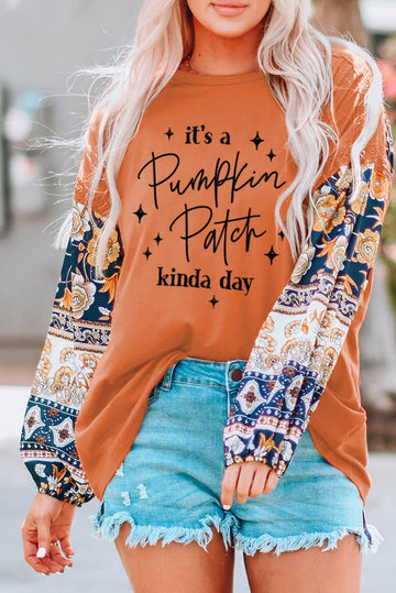 Pumpkin Patch Floral Patch Long Sleeve Graphic Tee