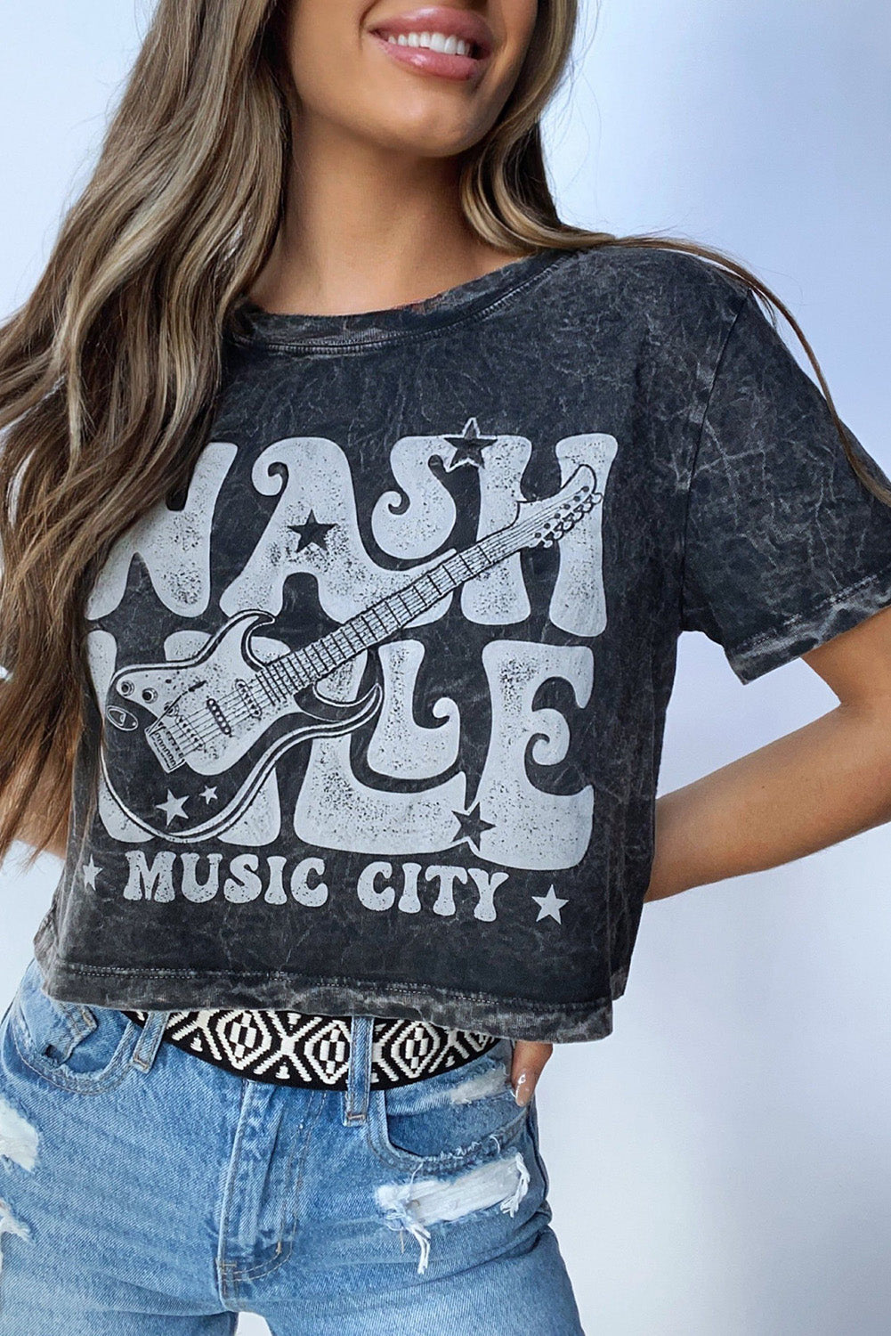 NASHVILLE MUSIC CITY Acid Wash Graphic Tee