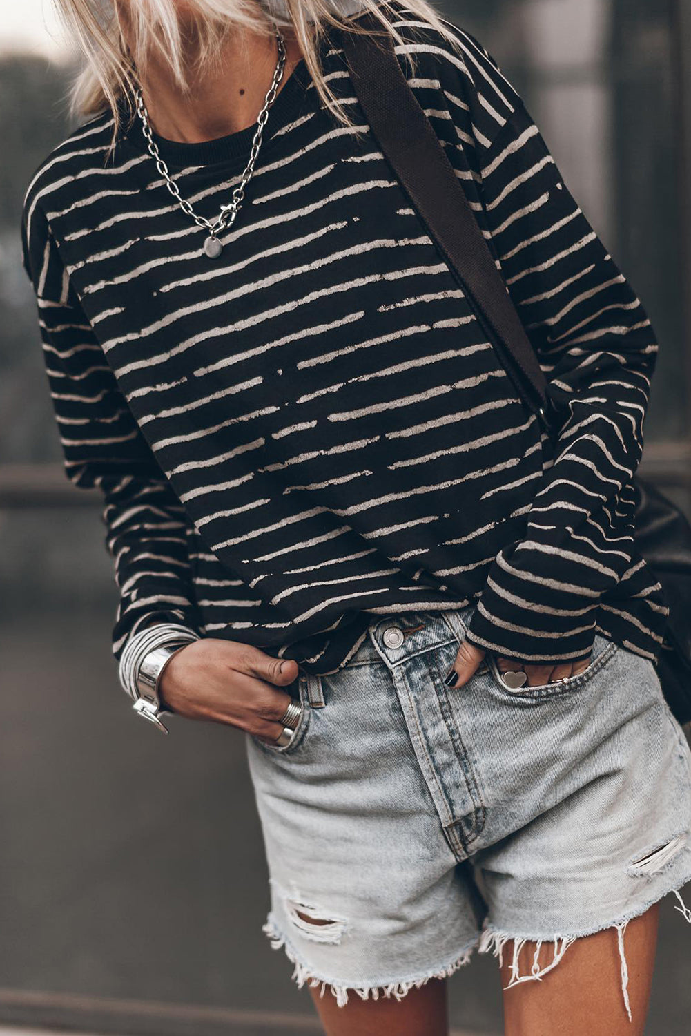 Retro Striped Casual Long Sleeve Top