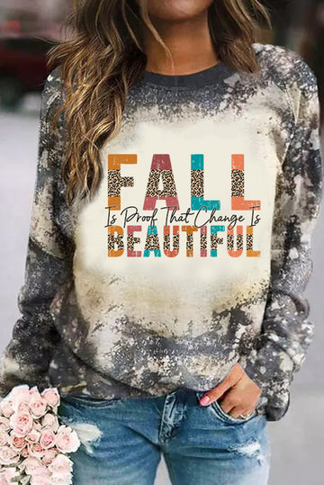 FALL BEAUTIFUL Leopard Monogram Bleached Top