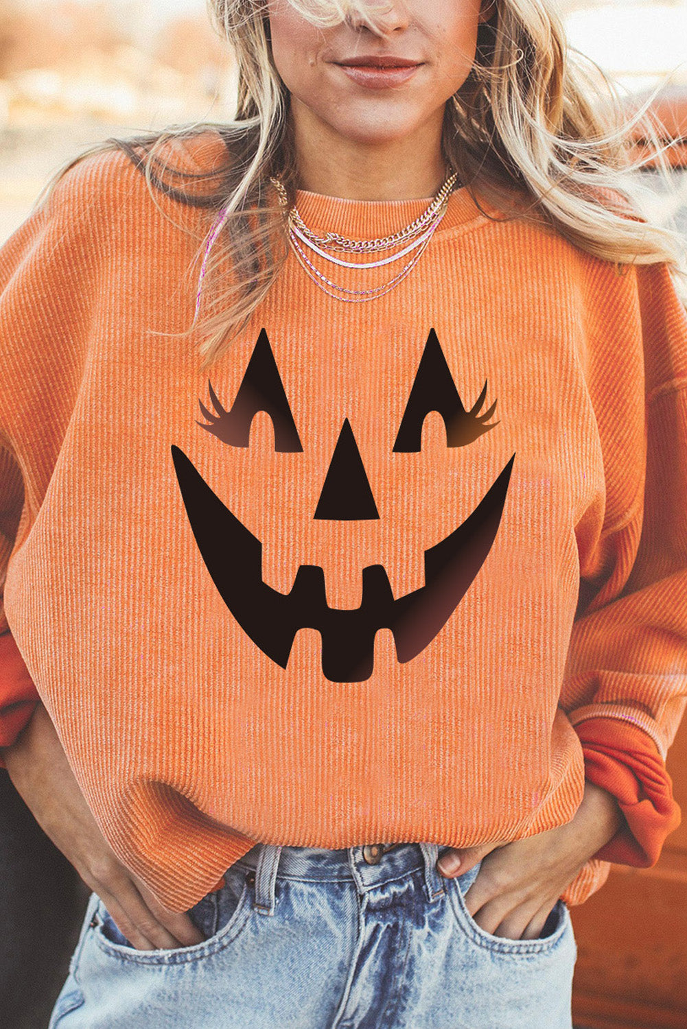 Pumpkin Smile Face Graphic Sweatshirt